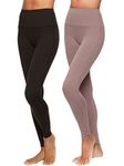 Felina | Velvety Super Soft High-Waisted Legging 2-Pack | Yoga Pants | Workout Clothes for Women, Black Twilight Mauve, XL