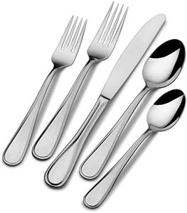 Mikasa, Bravo Flatware Service for 12, 65 Piece Set, 18/10 Stainless Steel, Silverware Set with Serving Utensils