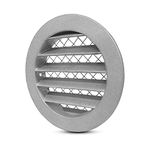 FRESH SPEED 4 inch Grey Round Metal Dryer Vent Cover Flat Louver with Mouse Mesh