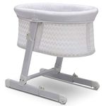 Simmons Kids Oval City Sleeper Bedside Bassinet - Adjustable Height Portable Crib with Wheels & Airflow Mesh, White Cap