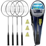 Triumph Sports 4-Player Badminton Set with 4 Rackets, 3 Shuttlecocks and 1 Carry Case, Black (35-7119-2)