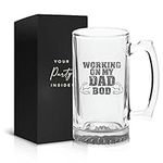 Working On My Dad Bod Beer Glass Mug - 16oz Beer Mug With Handle, Dad Birthday Gifts, Funny Dad Gifts, Fathers Day Beer Mug, Papa Glass, Beer Mugs for Dad, Papa Beer Glass - Father's Day Gifts for Dad