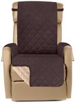 Utopia Bedding Reversible Medium Recliner Chair Cover, Water Resistant Slipcover Furniture Protector with Foam Sticks and Elastic Straps for Kids Dogs Pets (1 Seat Recliner, Chocolate/Beige)