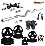 Kore K-PRO-20KGCOMBO3-WB-SL Professional 20 KG Combo 3-WB Home Gym Set with Metal Integrated Rubber Plates, (Black)