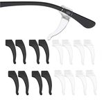 Miraclery 8 Pairs Silicone Anti-Slip Eyeglass Ear Grips Hook Soft Eyeglass Retainer Comfortable Elastic Eyeglasses Temple Tips Sleeve Retainer Holder (4 Pairs Black+4 Pairs Clear)