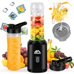 Portable Blender for Shakes and Smoothies, MoKo 400W Personal Blenders with 22 OZ BPA Free Travel Cup and Lid, 6 Stainless Steel Blades for Powerful Blending, Black