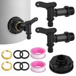 HOTUT 2 Pcs 3/4" Water Butt Tap Hosepipe Rain Barrel ¾ BSP Thread Replacement Water Tap, Plastic Snap-Fit Water Butt Rain Barrel Tap with Brass Nut, Water Butt Rain Water Collection Barrel Tap, Black