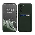 kwmobile Case Compatible with Samsung Galaxy S22 Case - TPU Phone Cover with Credit Card Holder - Dark Green