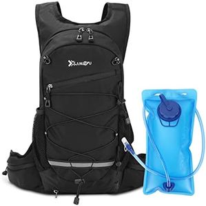 Zaino idrico CestMall con sacca d'acqua da 2 litri Zaino da escursionismo leggero Zaino da idratazione Pacchetto perfetto per il ciclismo all'aperto Maratona Corsa Sci Campeggio Arrampicata (Black)