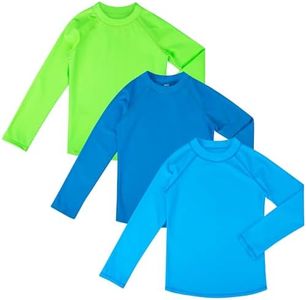 BIG ELEPHANT 3 Pack Kids Rash Guard Swim Shirt UPF 50+ Long Sleeve Rashguard Swimwear Surf Tops Sun Protection for Boys Girls