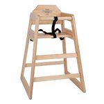 Bolero Wooden High Chair - Natural Finish Wood Design with Armrest & Foot Rest, Adjustable Waist Harness - Best for Dining in Cafes, Restaurants, Home