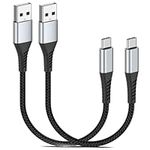 USB C Charger Cable 20CM 2Pack, Nylon Braided Short USB C Cable 3A Type C Fast Charging Cord USB A to USB C Lead for Samsung Galaxy S23 S22 S21 S20 S9 S8, Note 10 9 8, Pixel 8 7 6, PS5