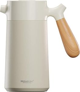 Heemburg French Press Coffee Maker Cafetière Thermo Double Wall Insulated Vacuum Stainless Steel Manual Brewer (White)