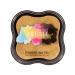 Artiste Pigment Metallic Gold Ink Pad For Stamping, Embossing Powders, Crafting Supplies, Highly Pigmented, For Use With Clear Stamps, Rubber Stamps, Ink Pads Are Safe Non-Toxic Acid-Free, Stamptastic