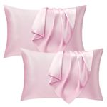 Seiwohl Satin Pillowcase 2 Pack - Soft as Silk Pillowcases for Hair and Skin Pink Pillow Cases for sleeping, Cooling Pillow cases with Envelope Closure, Standard Size 50x75 cm