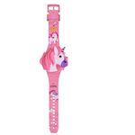 SWADESI STUFF Silicone 3D Cartoon Back Ground Multilight Digital Kids Multicolour Dial Watch For Girls (3D Unicorn), Band Color:Multicolor