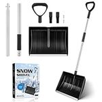 Snow Shovel With Aluminum Handle, Heavy Duty Snow Remover Portable Long Handle Snow Detachable Snow Remover Tool for Garden Car Black Total Length 142CM