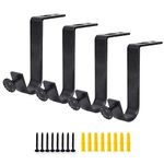 4 Pack Ceiling Curtain Rod Bracket Single Curtain Rod Holders for 1 Inch Drapery Rod Heavy Duty Curtain Rod Brackets for Living Room Bedroom Black