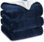 VAS COLLECTIONS - Polyester Micromink Summer AC Blanket Sherpa Super Soft Flannel Solid/Plain AC Dohar/Comforter, Navy Blue, Size 220 x 230 Cms (Approx 7.6 x 7 ft) (Double), Skin Friendly