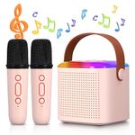 Karaoke Machine Kids Microphone For Singing, Wireless Karaoke Toy, Portable Karaoke for Kids Adults, with LED Light Effects for Boys Girls Birthday Gifts Home Party(Pink / 2 Microphones)