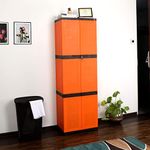 Cello Novelty Large Plastic Cupboard with lock, Orange and Brown | Storage Cupboard | Clothes Organizer | Almirah, Almari, Wardrobe for Kid, Home, Kitchen | 3 Years Warranty - Manufacturing defect