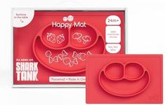 ezpz Happy Mat - 24 Months+ (Coral) - 100% Silicone Suction Plate with Built-in Placemat for Toddlers + Preschoolers - Divided Toddler Plates - Toddler Essentials…