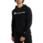 Champion mens Long Sleeve T-shirt Hoodie, Script Logo Jacket, Black-549921, Medium US