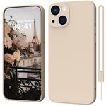 WXX for iPhone 14 Case Silicone Ultra Slim Camera Protection for iPhone 14 Phone Case Cute Girls Women Soft Gel Cover Rubber Anti-Scratch Compatible for iPhone 14 6.1-inch Beige