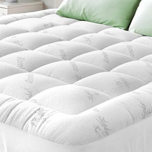 Ultra Soft Queen RV Mattress Topper - Viscose Made from Bamboo Mattress Pad for Back Pain Relief - Naturally Cooling for Hot Sleepers - Machine Washable (White)