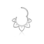 16G 8mm Lotus Daith Piercing Jewellery Lotus Flower Septum Piercing Hoop Stainless Steel Helix Conch Cartilage Earrings for Women Men