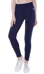 TRASA Active Yoga Pants for Womens Gym High Waist with 3 Pockets, Tummy Control, Workout Pants 4 Way Stretch Yoga Leggings - Navy Blue, Size - L