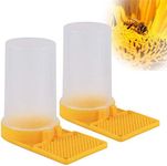 Mikimiqi 2 Pack Beehive Beekeeping Water Dispenser Bee Drinking Beekeeping Equipment Honey Beehive Entrance Feeder Nest Beekeeper Tools (White and Yellow)