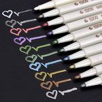 Premium Metallic Marker Pens, Willingood Set of 10 Assorted Colors Paint Pen for Scrapbooking Crafts accessories, DIY Photo Album, Art Rock Painting, Card Making, Metal and Ceramics, Glass - Fine Tip