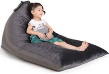 Stuffed Animal Storage Bean Bag Chair for Kids and Adults, Stuffed Animal Bean Bag Storage, Luxury Velvet Stuffie Seat - Cover ONLY(Dark Grey 200 L/52 Gal)