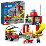 LEGO City Fire Station and Fire Engine 60375, Pretend Play Fire Station with Firefighter Minifigures, Educational Vehicle Toys for Kids Boys Girls Age 4+