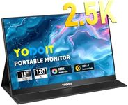 Yodoit Portable Monitor 16" 2.5K QHD 120 Hz Monitor Screen IPS 2560x1600 16:10 Display with USB Type C Port and Built-in Speakers with Smart Cover Monitor Compatible with PC, Laptop, MacBook, Xbox