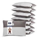 GADDA CO Hollow Fiber Sleeping Pillow Set of 8 | Cloud-Like Sleep Comfort | Soft & Fluffy Bed Pillows | Adjustable Height | White & Grey | Standard Size (27 x 16 Inches) | 6 Months Warranty