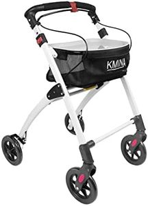 KMINA PRO - Lightweight Rollator Walker, Rollators for Seniors Lightweight, Rollator Walkers for Seniors, Indoor Rollator, Folding Rollator, 4 Wheel Walker with Tray, Aluminum Rollator, Black