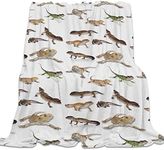 Singingin Ultra Soft Flannel Fleece Bed Blanket Reptile Lizard Throw Blanket All Season Warm Fuzzy Light Weight Cozy Plush Blankets for Living Room/Bedroom 50 x 60 inches