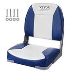 VEVOR Boat Seat, 18.9" Low Back Boat Seat, Folding Boat Chair with Thickened Sponge Padding and Hinge, Fold-Down Boat Captain Chair for Fishing Boat, Sightseeing Boat, Speedboat, Canoe, 1-Piece