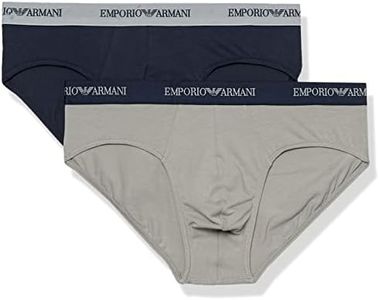 Emporio Armani Bodywear MEN'S KNIT 2PACK BRIEFS, Grey/Marine, Medium