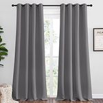 NICETOWN Bedroom Blackout Curtains Panels, 1 Pair, 55 inches by 102 Inch, Grey, Triple Weave Energy Saving Thermal Insulated Solid Grommet Blackout Draperies for Patio