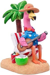 TERESA'S COLLECTIONS Pink Flamingo Garden Decor with Solar Light, Flamingo Summer Outdoor Decor, Chill Hawaiian Relaxed Beach Tropical Resin Garden Statues for Porch Lawn Yard 7.3"