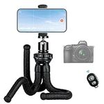 Fotopro Flexible Tripod, Tripod for iPhone with Metal Ball Head Phone Mount Wireless Remote Portable Mini Camera Tripod, Phone Tripods Stand for Smartphone Camera Live Streaming Vlogging