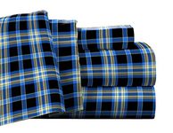 Pointehaven Flannel Deep Pocket Sheet Set with Oversized Flat Sheet, California King, Ashby Plaid