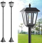 68" Solar Lamp Post Light Outdoor - 3000K Warm White, IP45 Waterproof Post Solar Lights Outdoor, Pole Lights Outdoor, Decorative Lamp for Yard Garden Patio Lawn Pathway Driveway Front/Back Door (2PK)