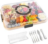 Maxboro Charcuterie Board Set with Lid, Travel Portable Design Bamboo Cheese Board, Gift for Housewarming, Christmas, Weddings, Picnics (1 Compartment)