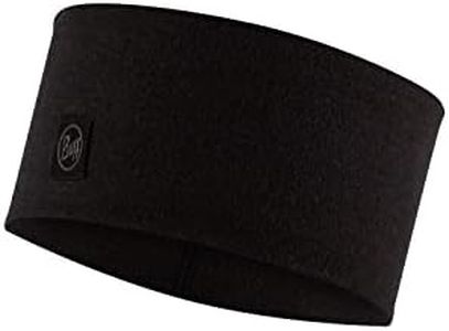 Buff Headband Merino Wide Unisex Adults, Solid Black
