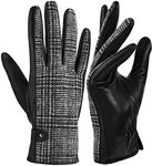 GSG Women Leather Gloves Genuine Sheepskin Leather Touchscreen Motorcycle Driving Lady Dress Gloves Fleece Lined, Ash Grey, Large