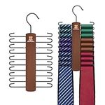 ZEDODIER Wooden Tie Rack, Tie Hanger for Men Closet, 20 Storage Capacity, Non-Slip Rotatable Tie Organizer, Hanging Space Saving Holder, Vintage